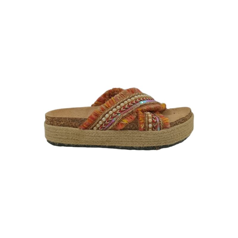 HERIEL - Sandalia Camel Plataforma Mujer.