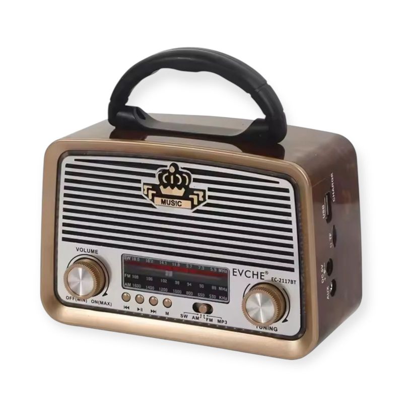 GENERICO - Radio Portatil Vintage Am Fm Mp3 Recargable 3 Bandas  USB y Pila