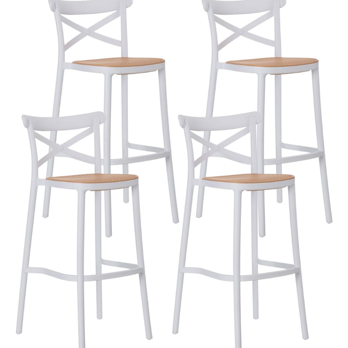 HABITA2 CHILE - Pack 4 Taburete piso de Bar Sena 65 cm Polipropileno - Blanco