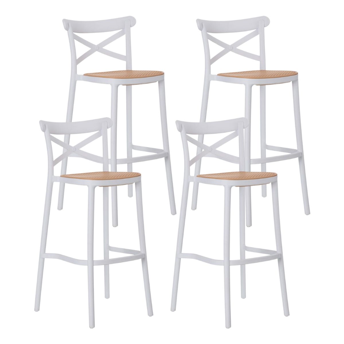 HABITA2 CHILE - Pack 4 Taburete piso de Bar Sena 65 cm Polipropileno - Blanco