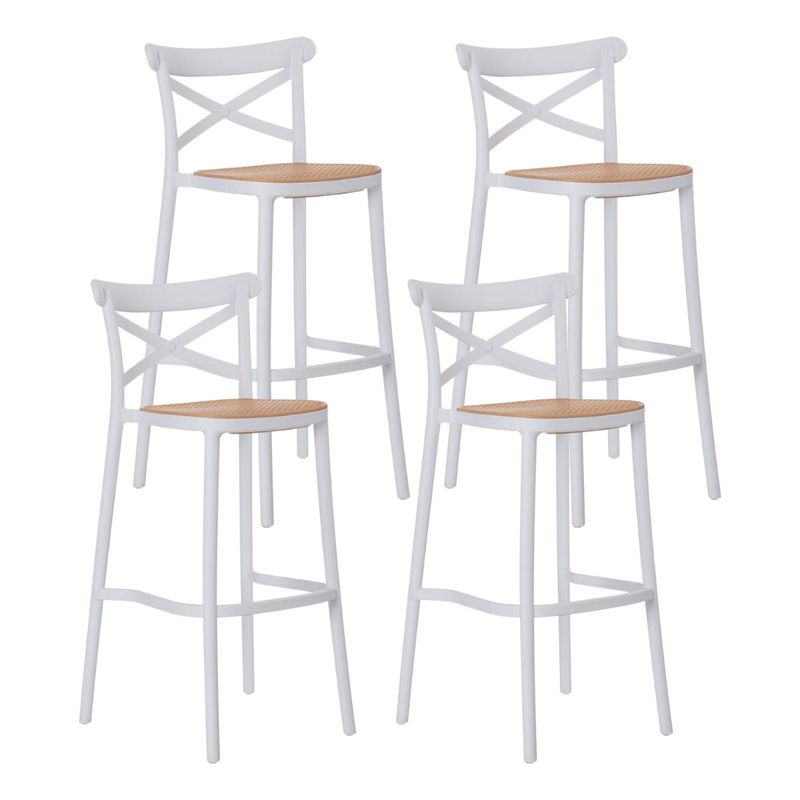 GENERICO - Pack 4 Taburete piso de Bar Sena 65 cm Polipropileno - Blanco