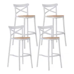 HABITA2 CHILE - Pack 4 Taburete piso de Bar Sena 65 cm Polipropileno - Blanco