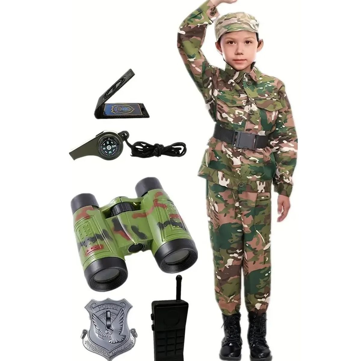 GENERICO - Disfraz Militar Para Niños, Accesorios Incluidos Talla 130