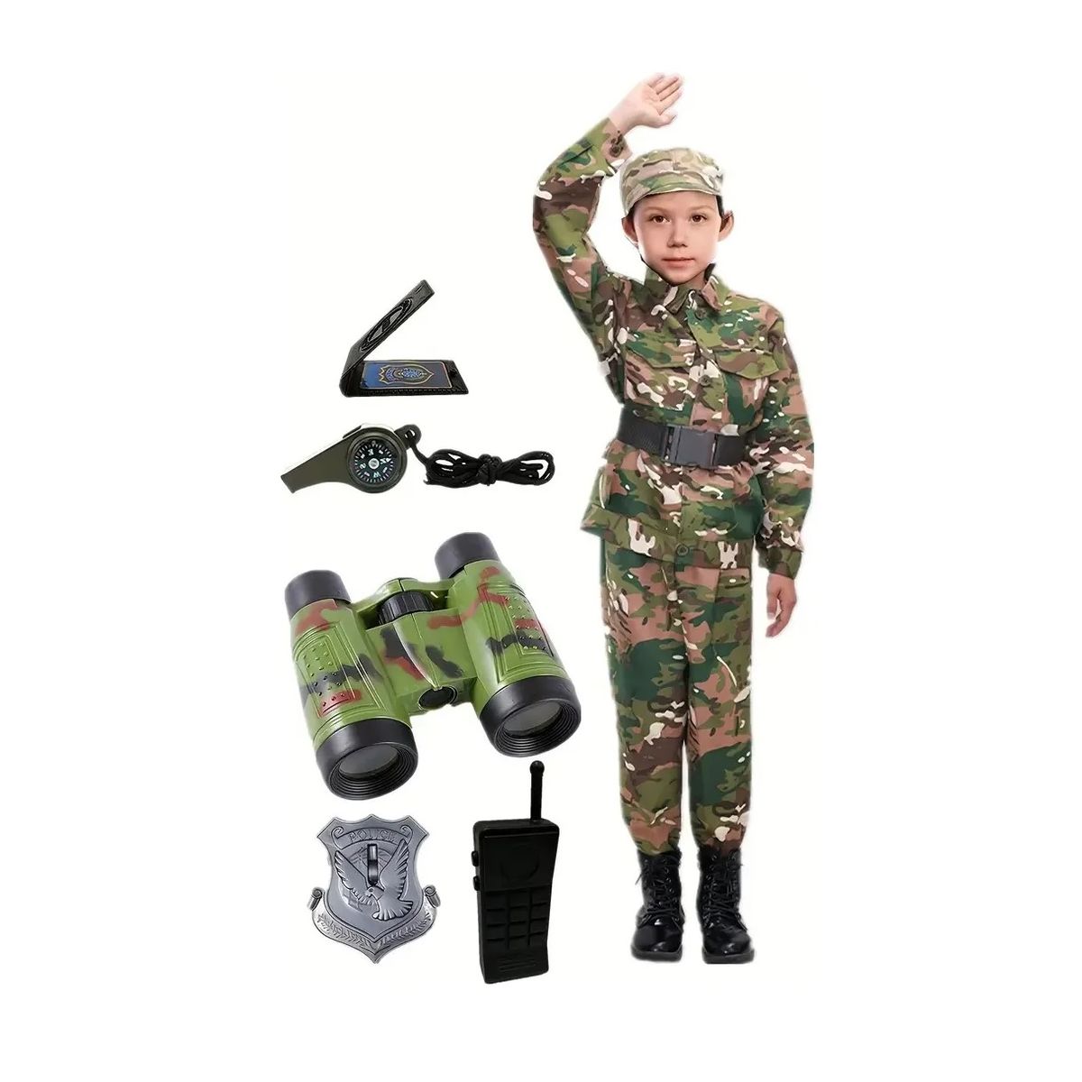 GENERICO - Disfraz Militar Para Niños, Accesorios Incluidos Talla 130