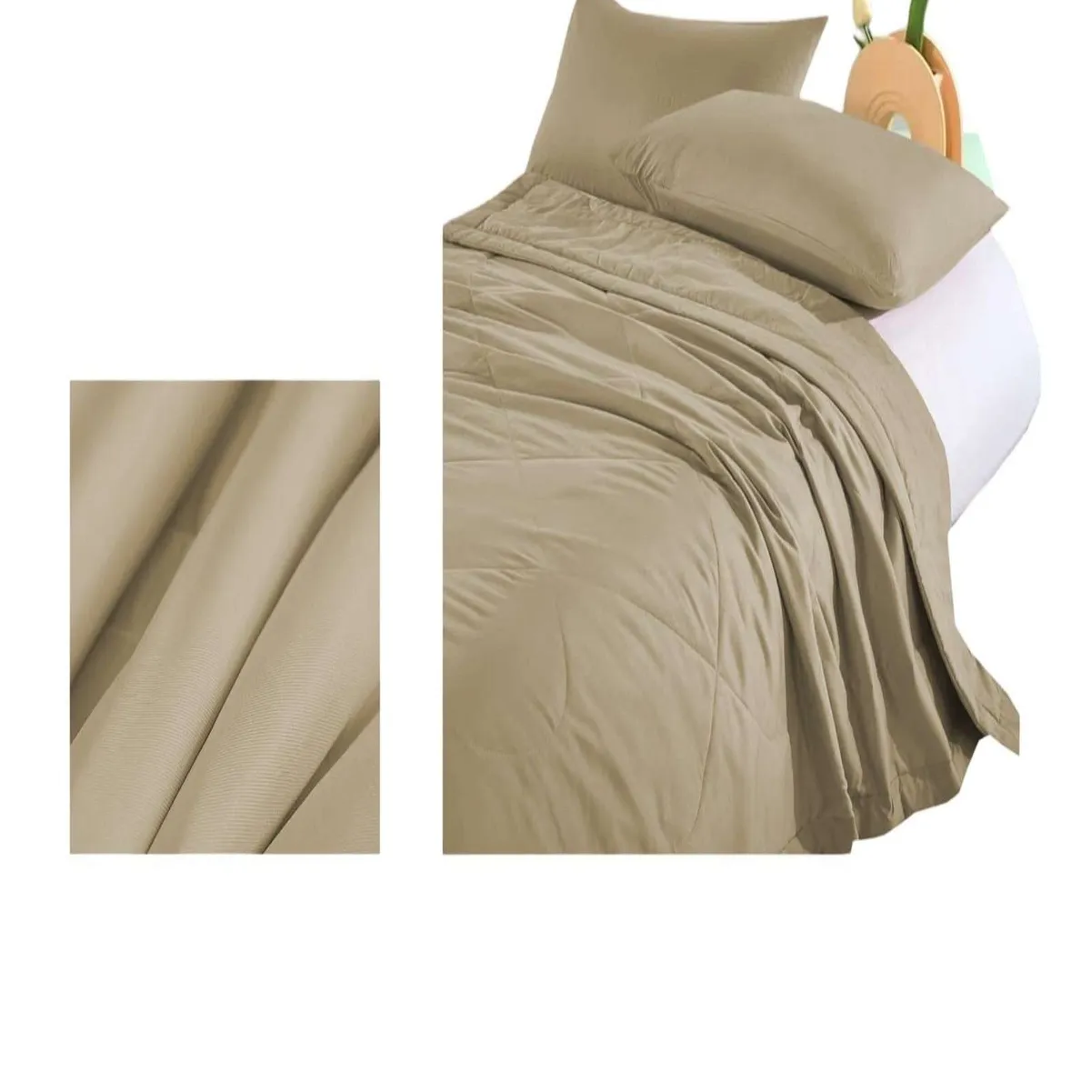 GENERICO - CUBRECAMA EXTRA DELGADO BEIGE KING 220X240