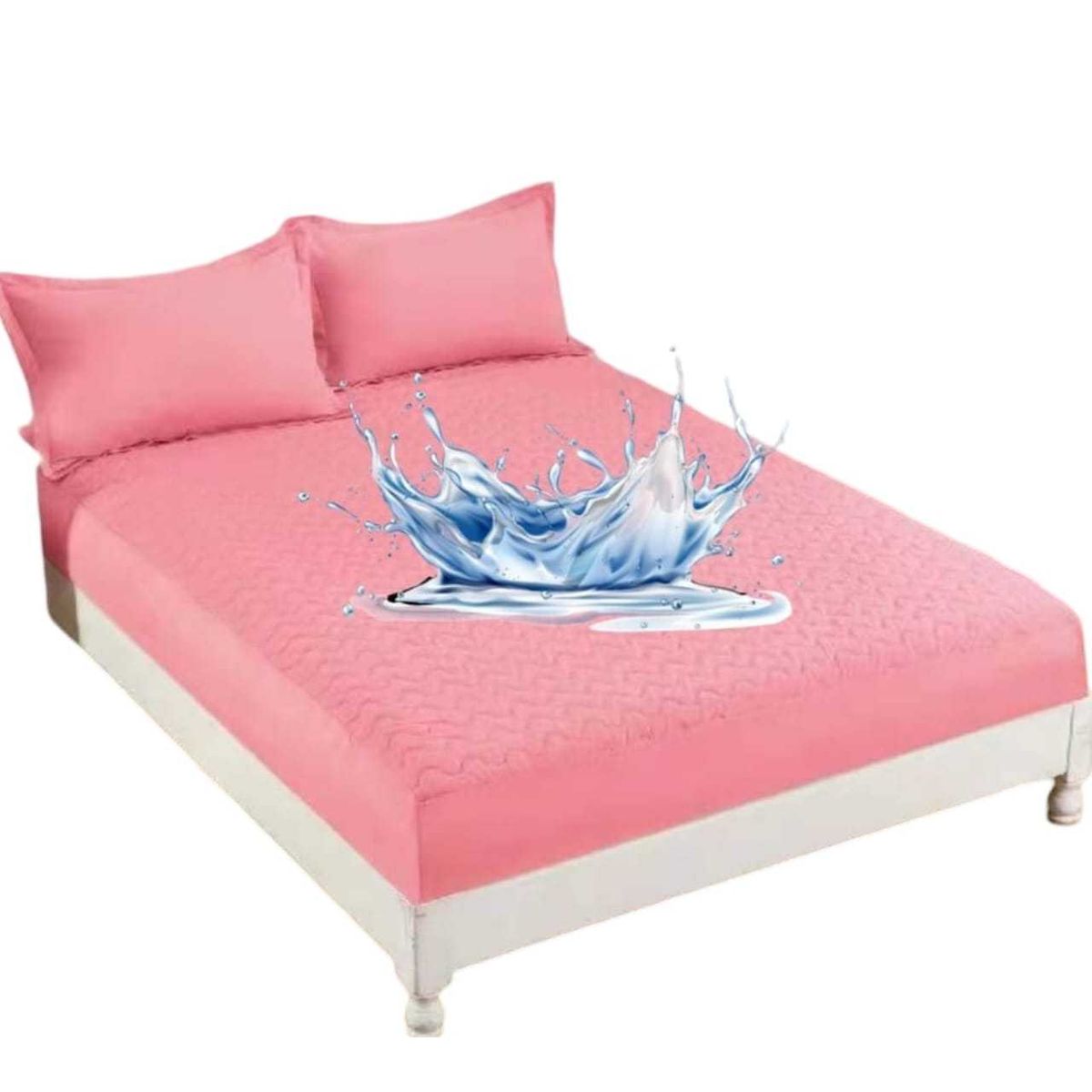 GENERICO - Protector de colchón 2 plazas IMPERMEABLE Rosa