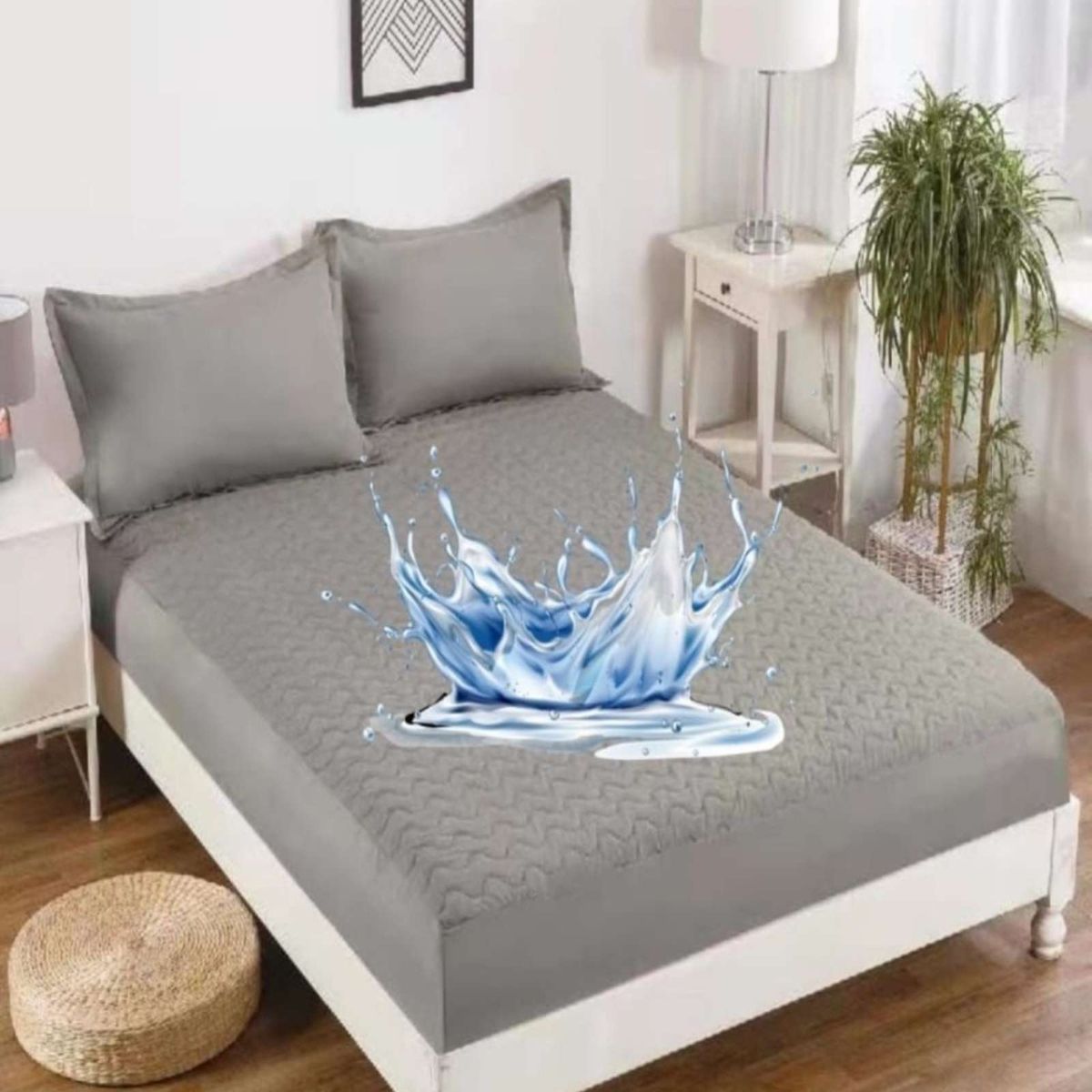 GENERICO - Protector de colchón 2 plazas IMPERMEABLE Gris