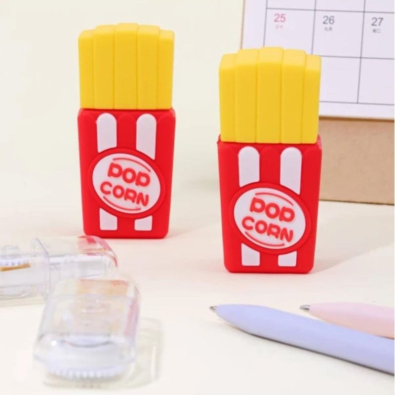 GENERICO - Corrector En Cinta Diseños Variados Kawaii Con 2 Repuestos - Amarillo - Tamano Unico