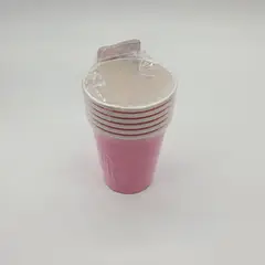 GENERICO - Vasos Cartón 6 Unidades Cumpleaños Fiesta 250ml Ecológico - Rosa