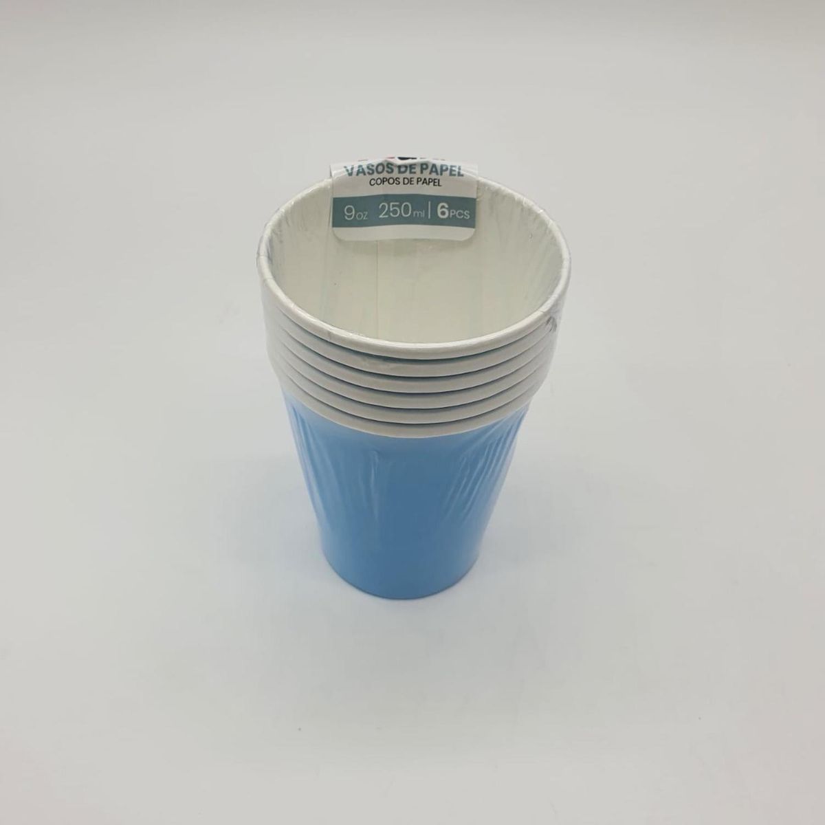 GENERICO - Vasos Cartón 6 Unidades Cumpleaños Fiesta 250ml Ecológico - Celeste