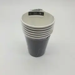 GENERICO - Vasos Cartón 6 Unidades Cumpleaños Fiesta 250ml Ecológico - Negro