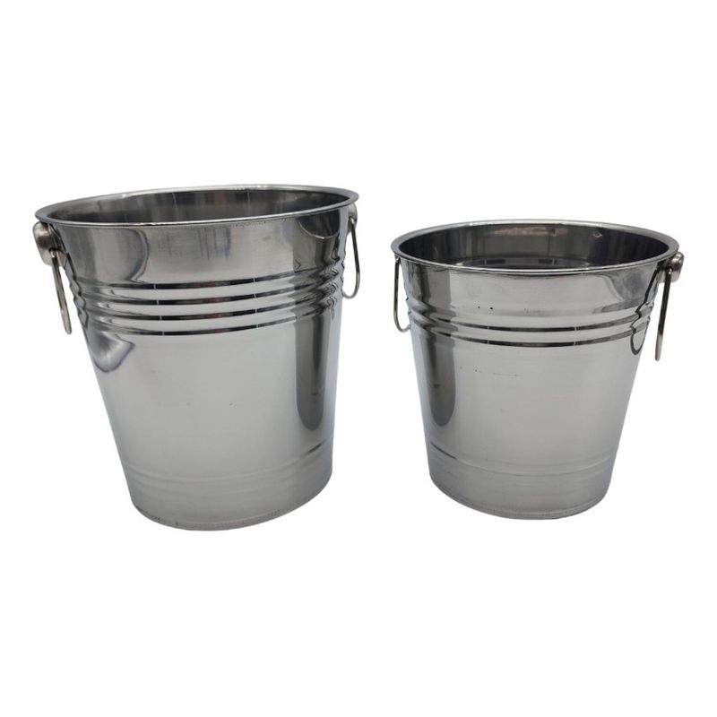 GENERICO - Pack 2 Hieleras Metalicas Vintage Con Asas Hielo Tragos