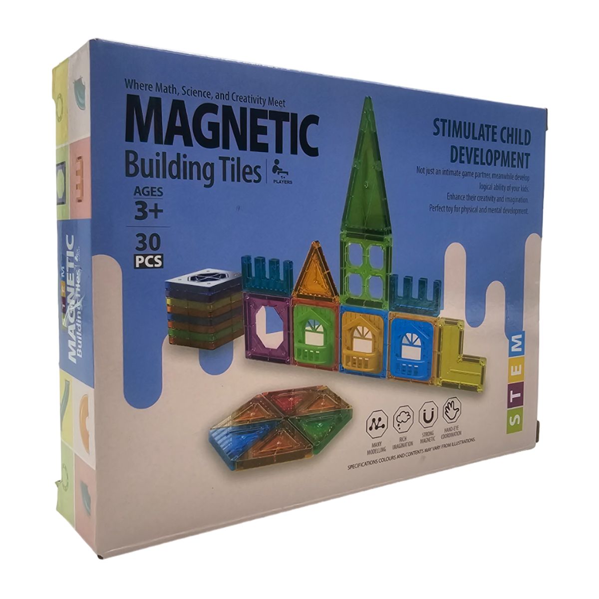 GENERICO - Set De Construccion Magnetico Piezas Magneticas 30 Piezas