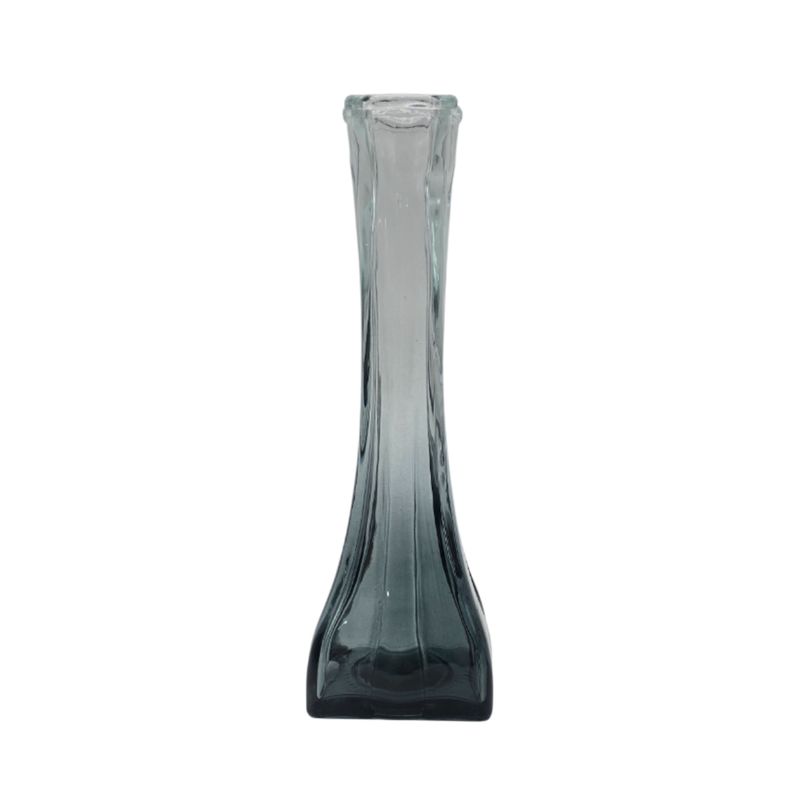 FLIPEREX - Florero Decoratico De Vidrio Transparente Base Oscura Simple.