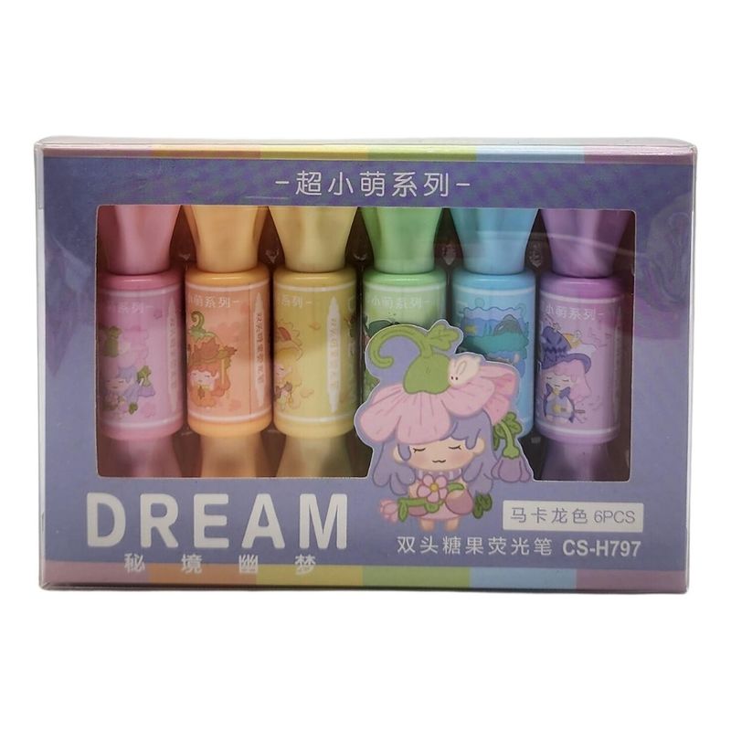 FLIPEREX - Destacadores Diseño Caramelo 6 Colores Doble Punta