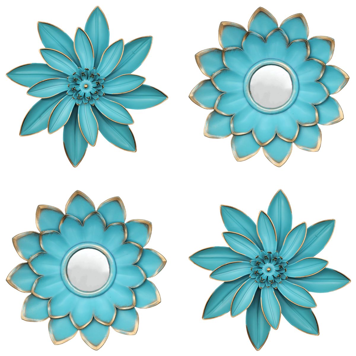 FLIPEREX - Set 4 Marcos De Espejos Flor De Loto Decorativo Calipso Deco