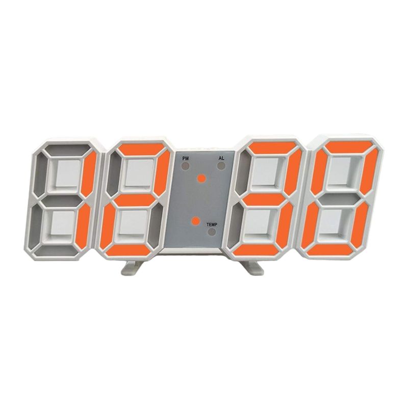 GENERICO - Reloj Despertador Digital Led 3d De Escritorio O Muro - Naranja