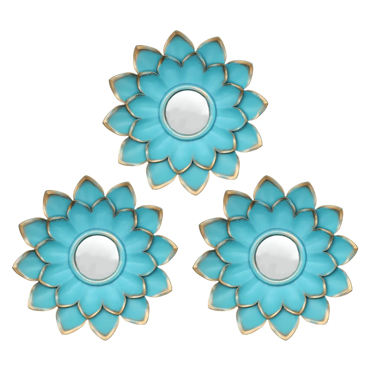 FLIPEREX - Set 3 Marcos De Espejos Flor De Loto Decorativo Calipso Deco