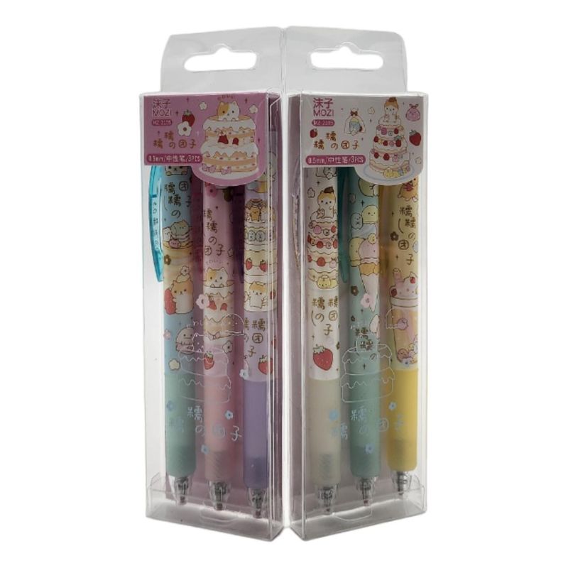 FLIPEREX - Set 6 Boligrafos Tinta Gel Negro Cute Kawaii 6 Diseños Color