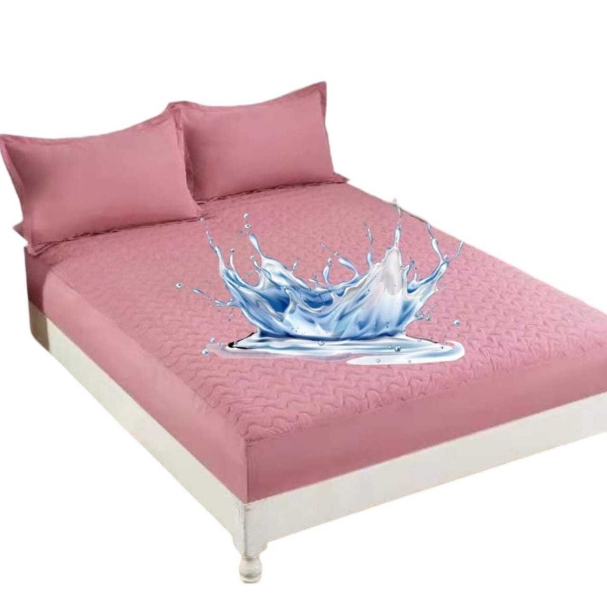 GENERICO - Protector de colchón 2 plazas IMPERMEABLE Rosa