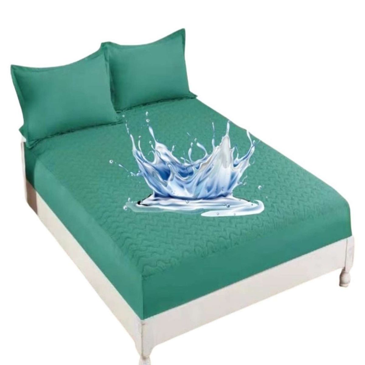 GENERICO - Protector de colchón 2 plazas IMPERMEABLE Turquesa