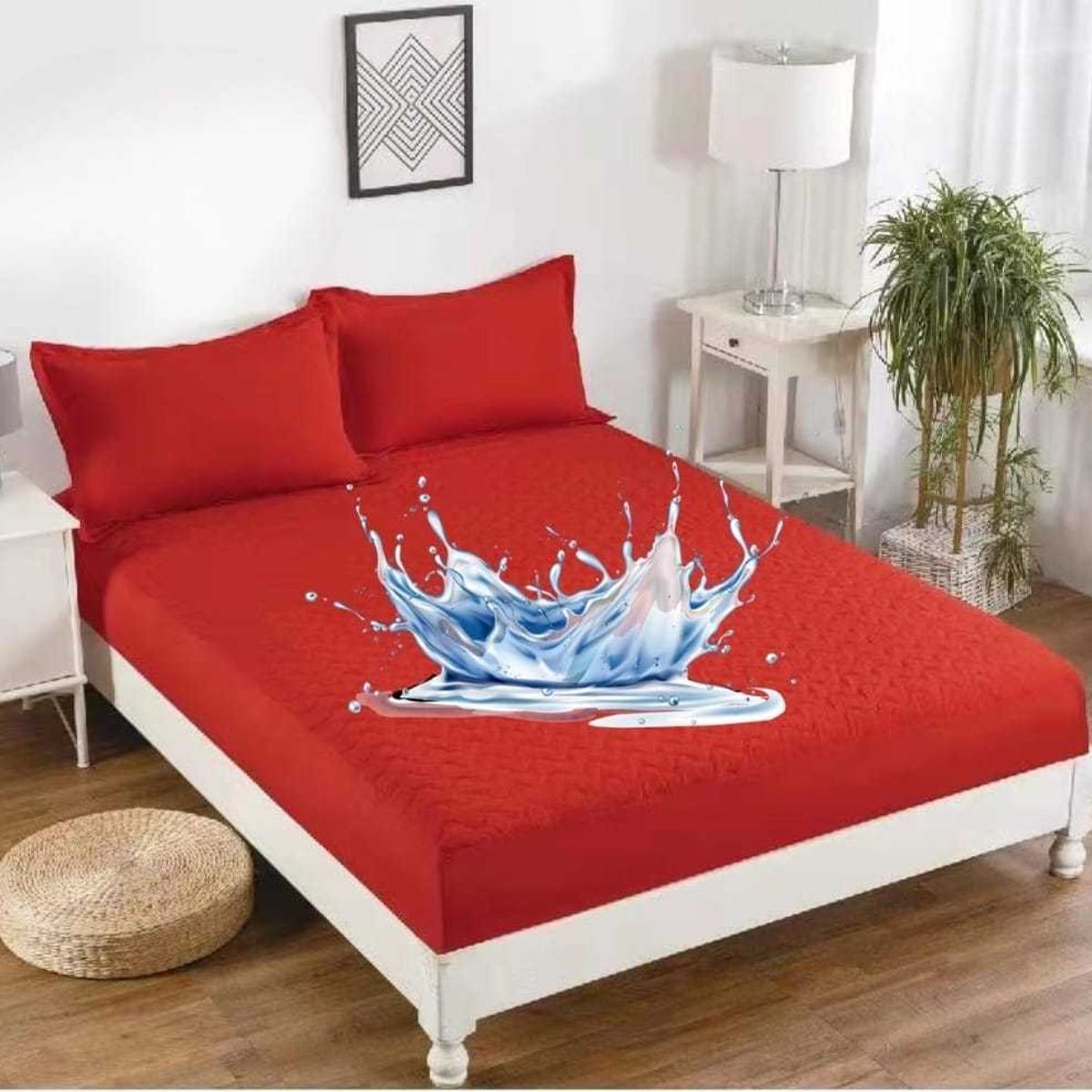 GENERICO - Protector de colchón 2 plazas IMPERMEABLE Rojo