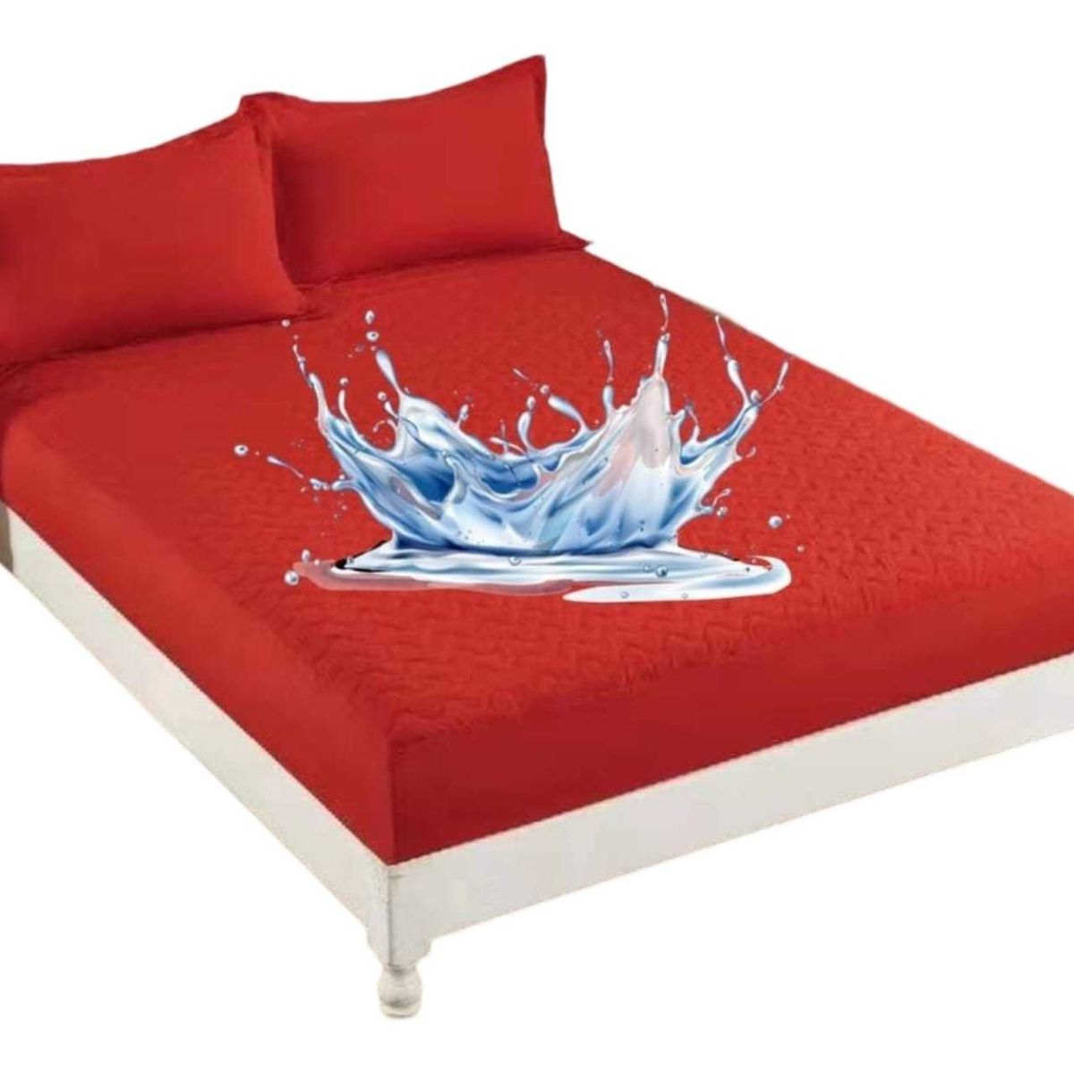 GENERICO - Protector de colchón 2 plazas IMPERMEABLE Rojo
