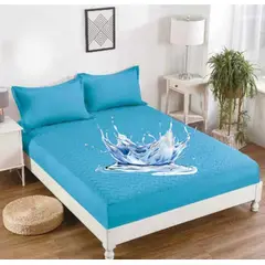 GENERICO - Protector de colchón 2 plazas IMPERMEABLE Azul