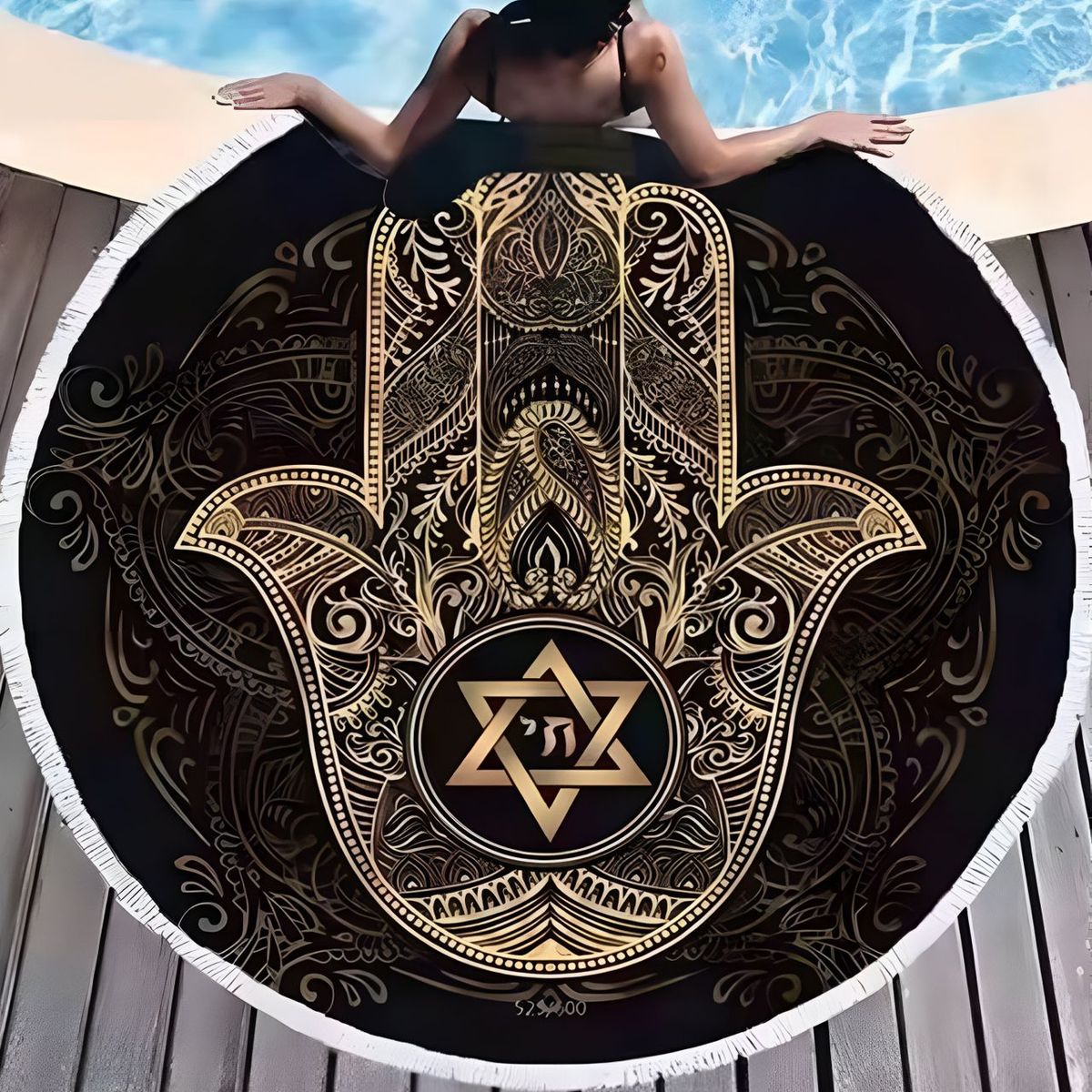 GENERICO - Toalla Manta redonda playera con diseño mano