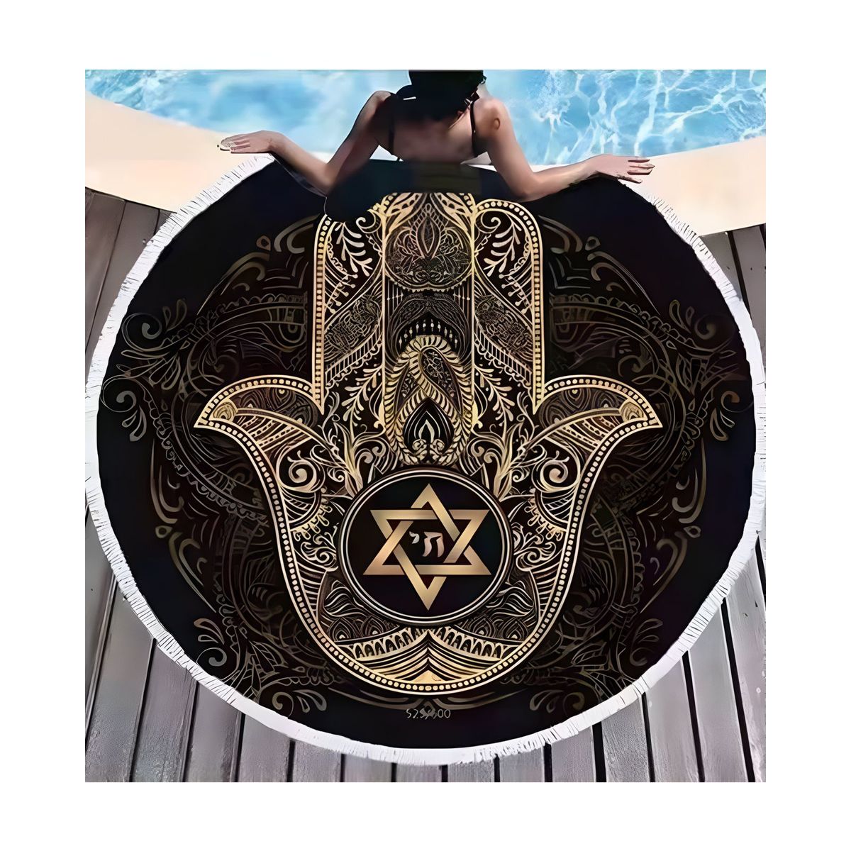 GENERICO - Toalla Manta redonda playera con diseño mano