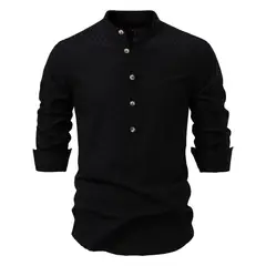 BLWOENS - Polera de manga larga para hombres - Negro_.