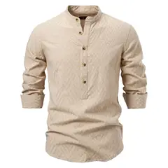 BLWOENS - Polera de manga larga para hombres - Beige_.