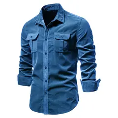BLWOENS - Polera de manga larga para hombres - Azul