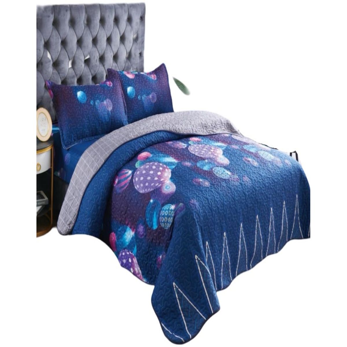 GENERICO - CUBRECAMA VERANO QUILT 5 PIEZAS CON JUEGO DE SÁBANAS