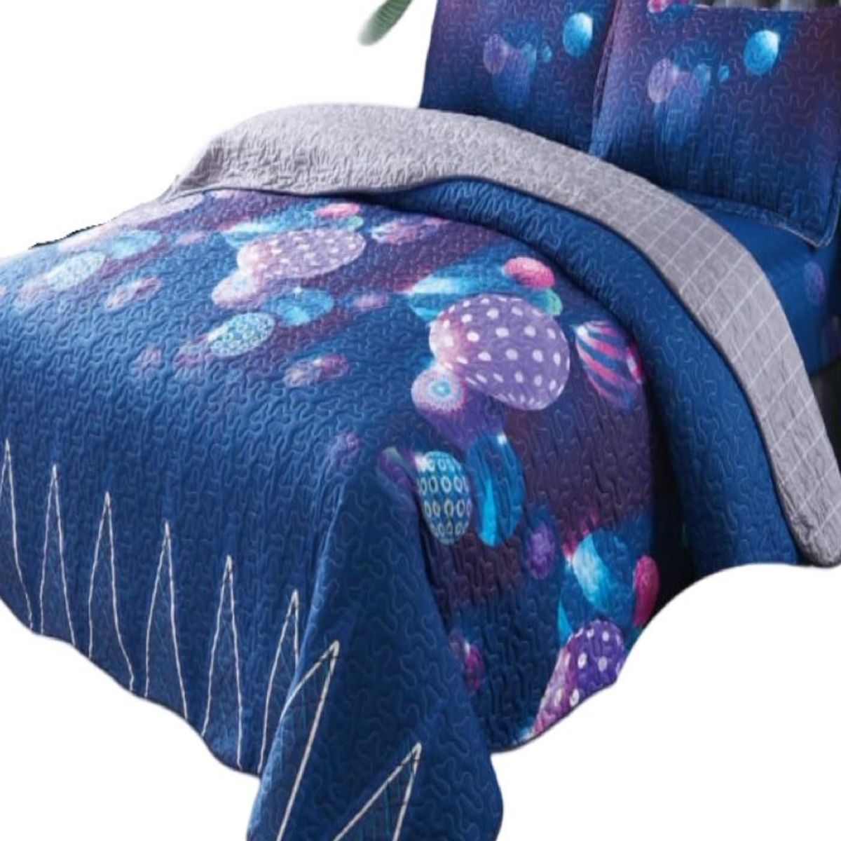 GENERICO - CUBRECAMA VERANO QUILT 5 PIEZAS CON JUEGO DE SÁBANAS