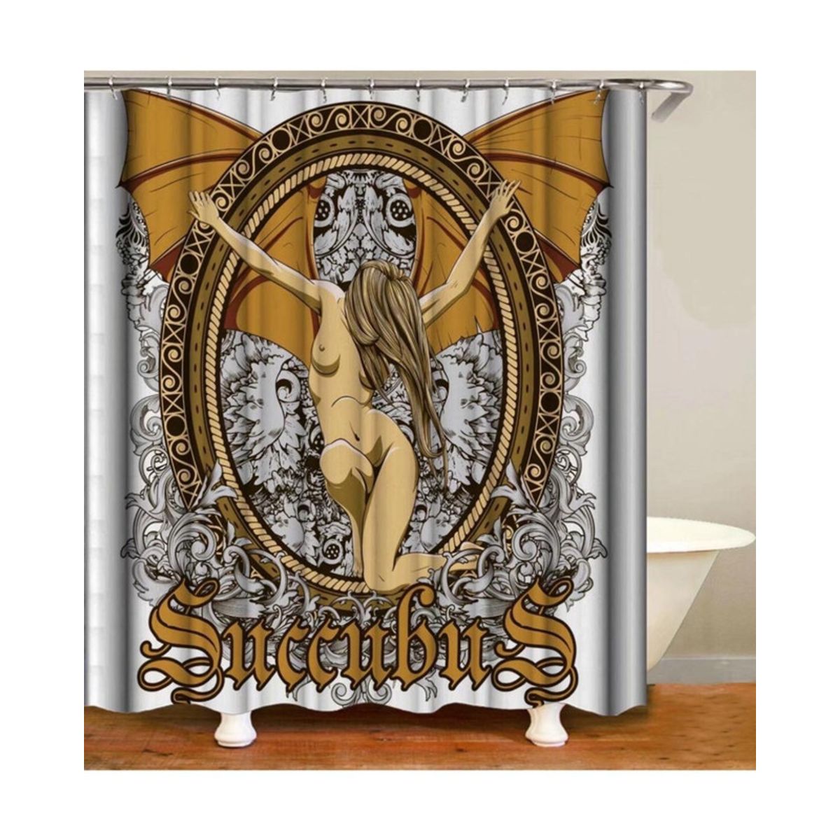 GENERICO - CORTINA DE BAÑO MAS FORRO DE DUCHA IMPERMEABLE