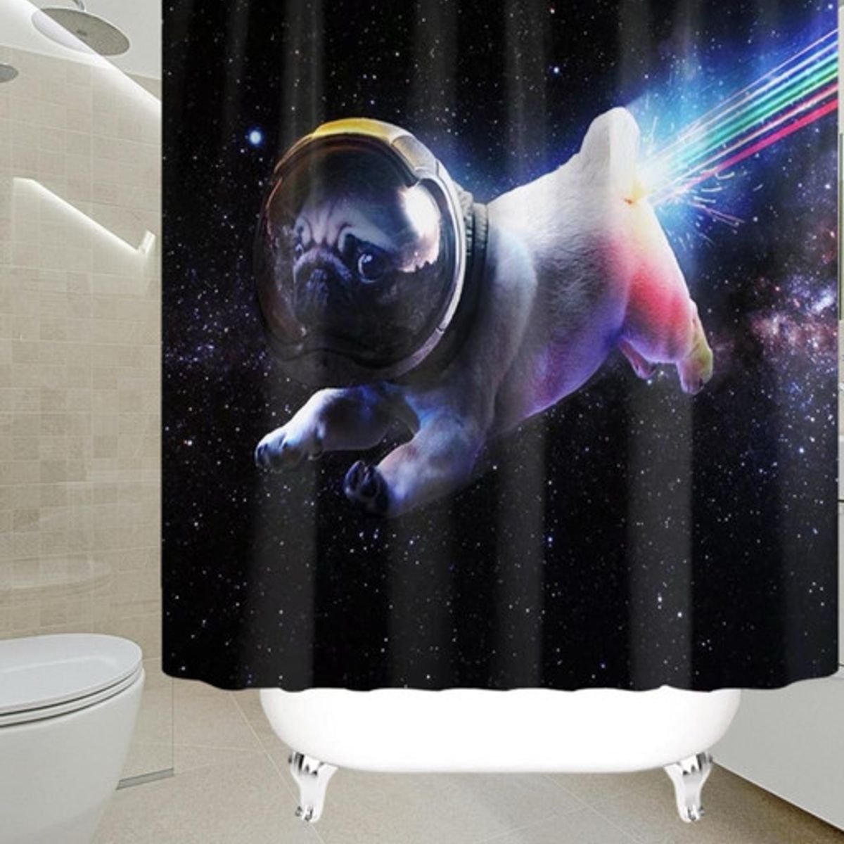 GENERICO - CORTINA DE BAÑO MAS FORRO DE DUCHA IMPERMEABLE.