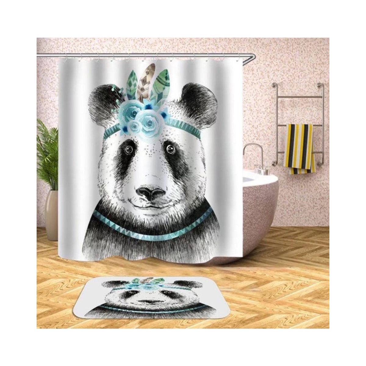 GENERICO - CORTINA DE BAÑO MAS FORRO DE DUCHA IMPERMEABLE