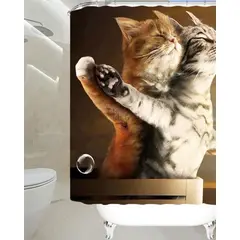 GENERICO - CORTINA DE BAÑO MAS FORRO DE DUCHA IMPERMEABLE