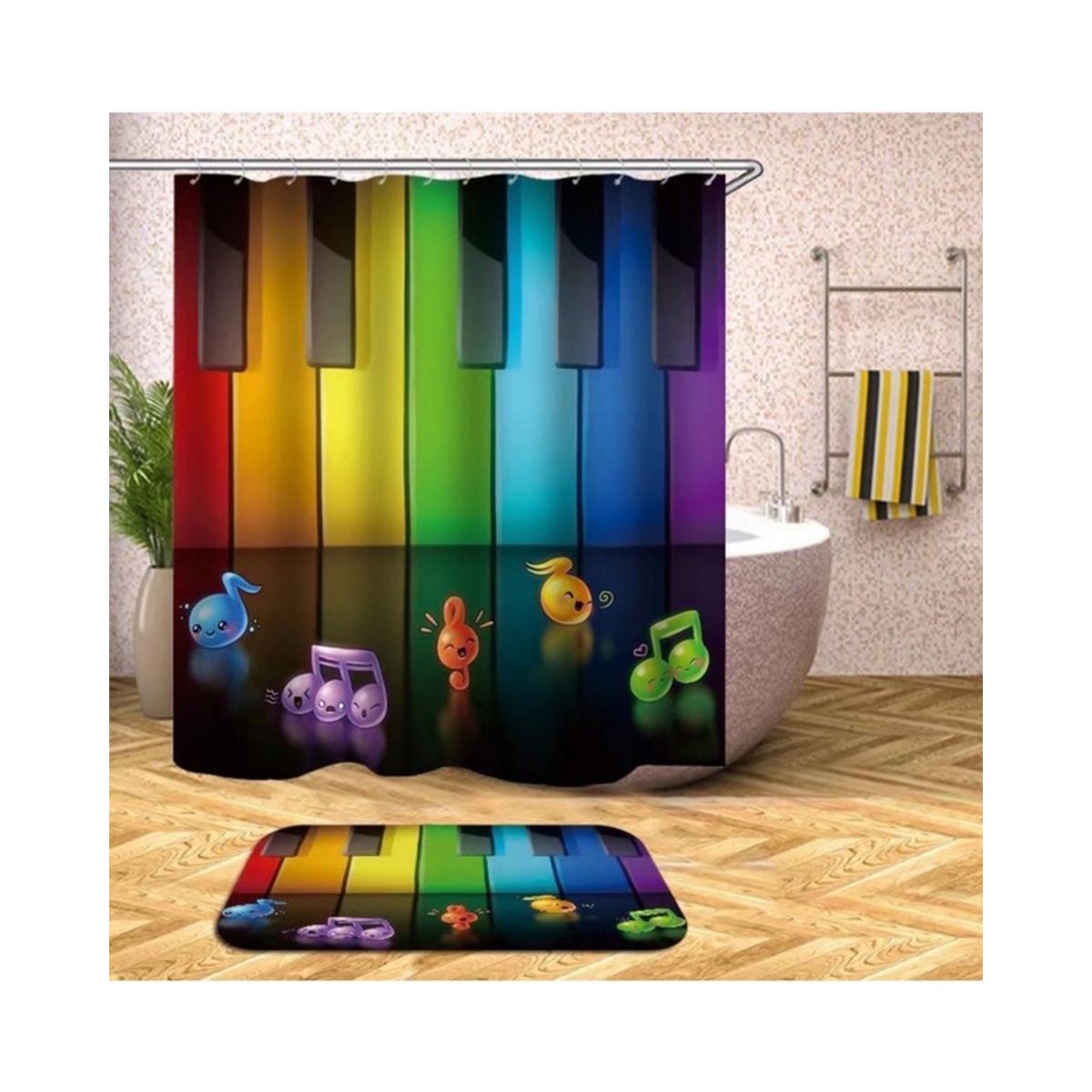 GENERICO - CORTINA DE BAÑO MAS FORRO DE DUCHA IMPERMEABLE