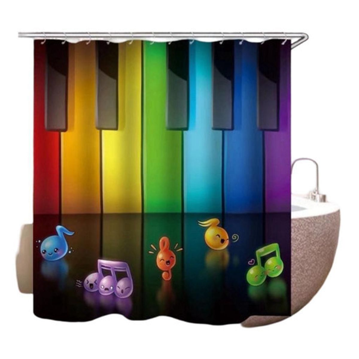 GENERICO - CORTINA DE BAÑO MAS FORRO DE DUCHA IMPERMEABLE