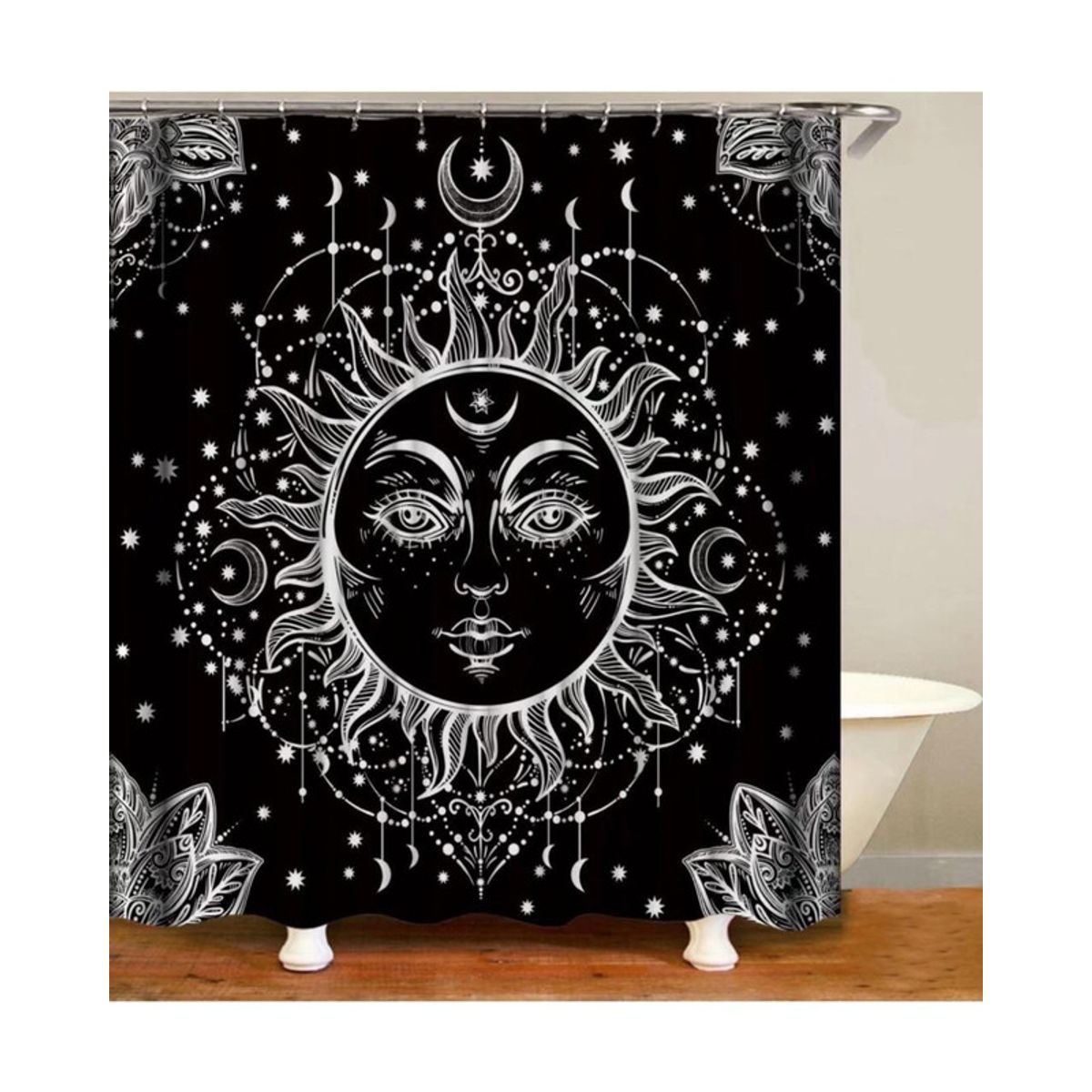 GENERICO - CORTINA DE BAÑO MAS FORRO DE DUCHA IMPERMEABLE