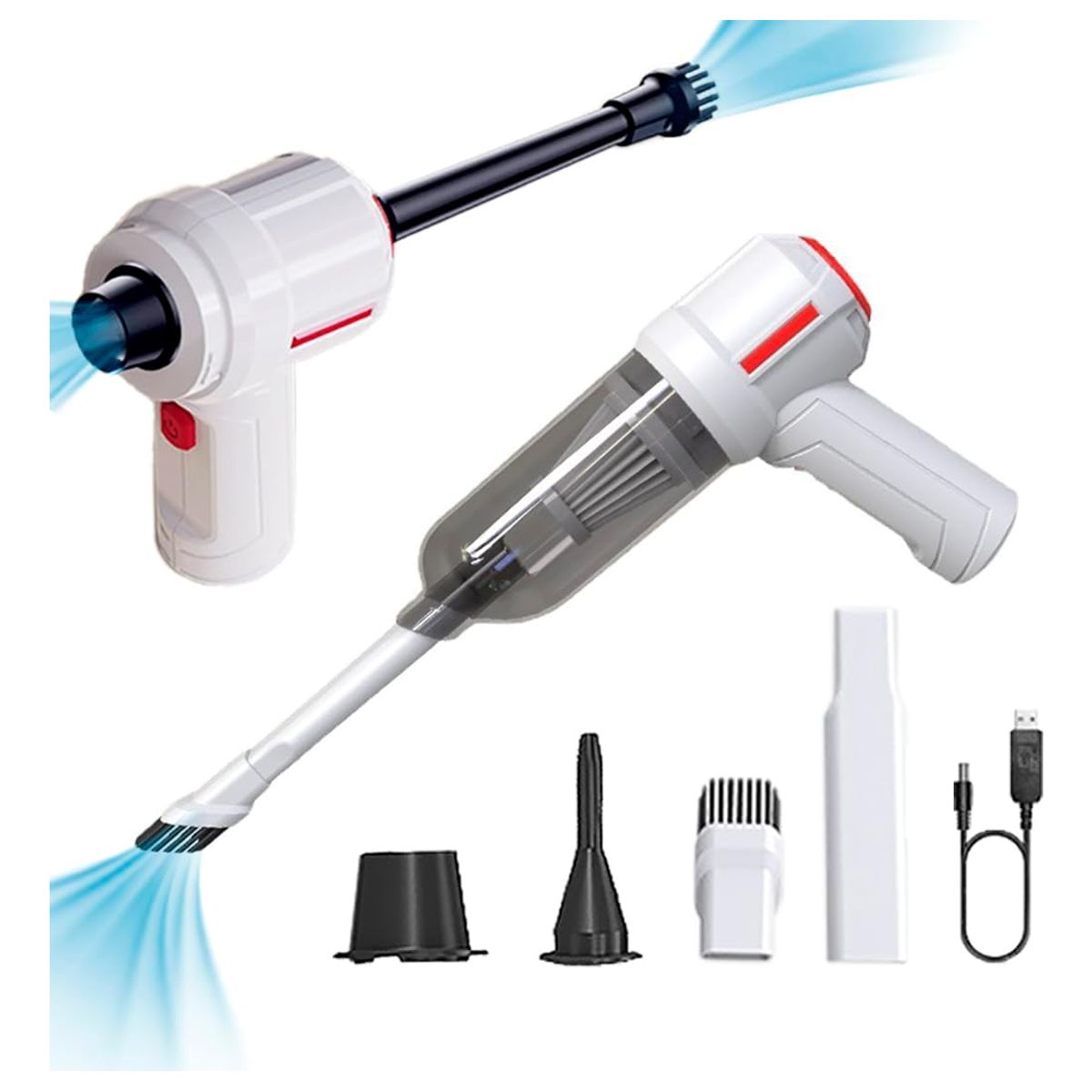 Aspiradora Auto Portátil Inalámbrica Recargable Color Blanco, marca GENERICO - Foto Principal