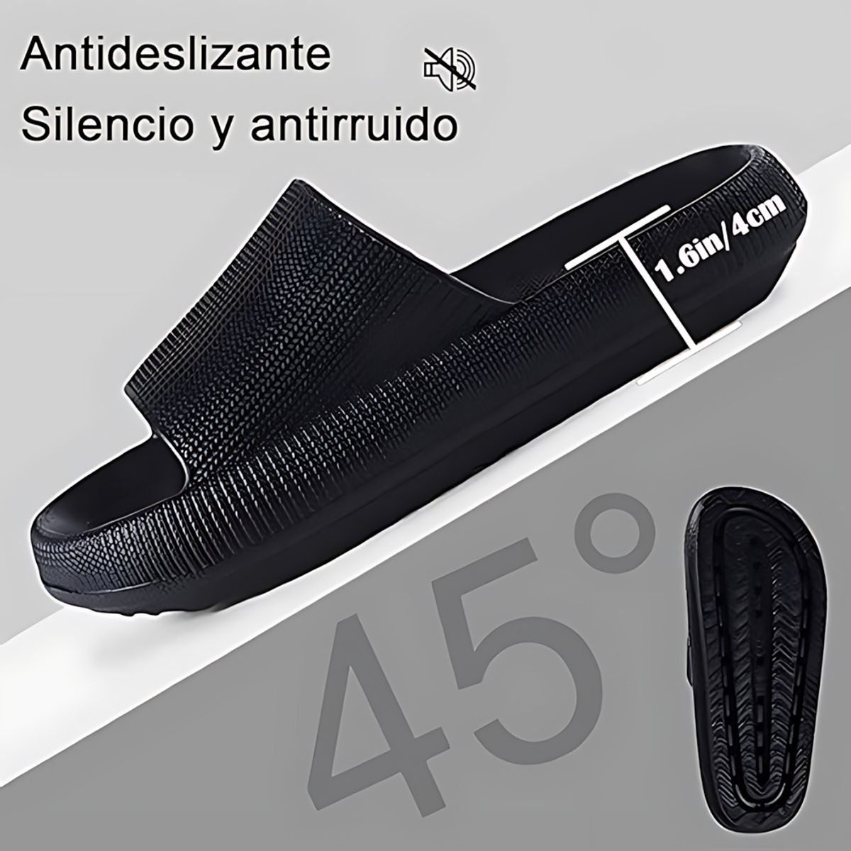 EINICIO - Pantuflas De Baño De Eva Antideslizantes Y Antiolor-Negro