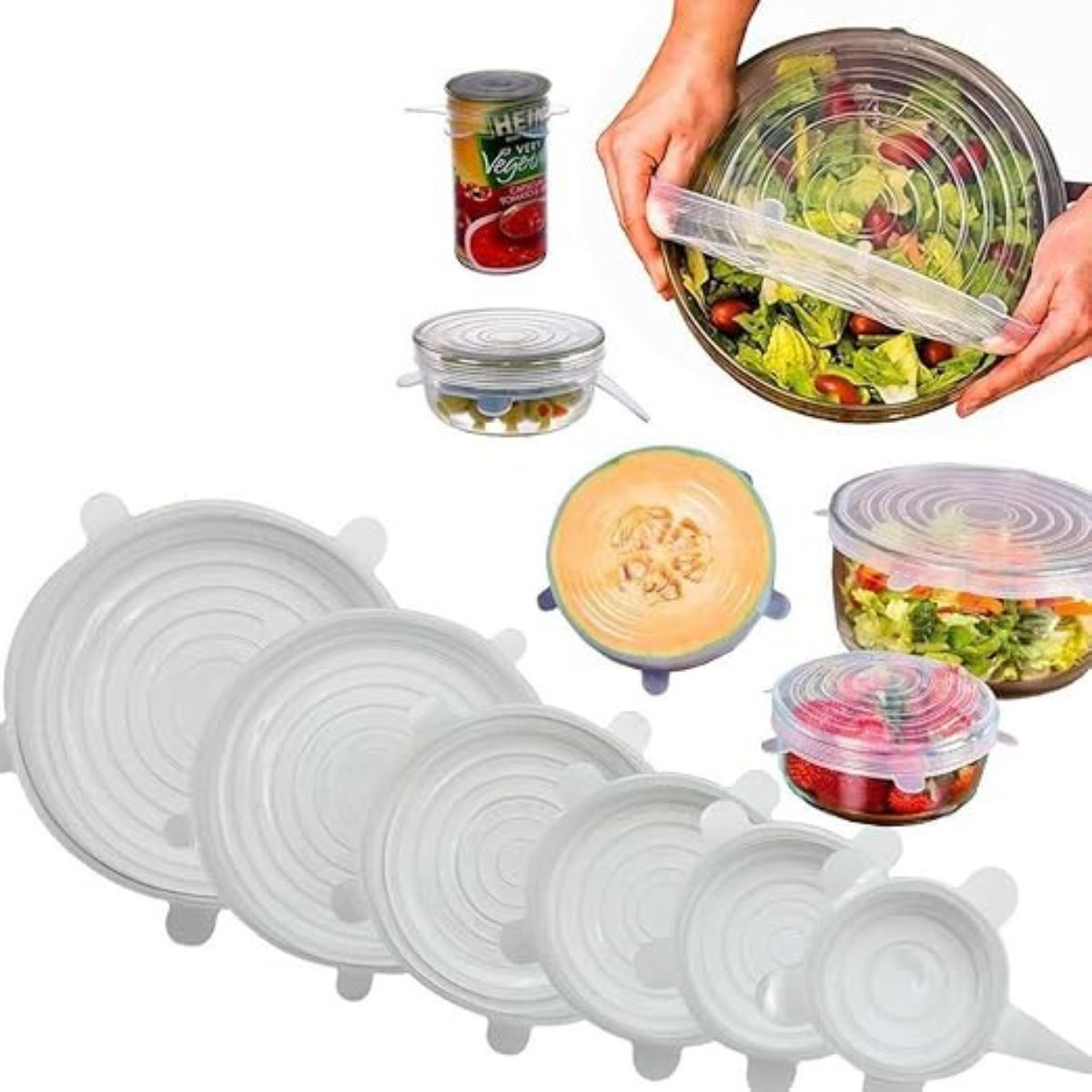 GENERICO - 6 Tapas Elásticas de Silicona Reutilizable