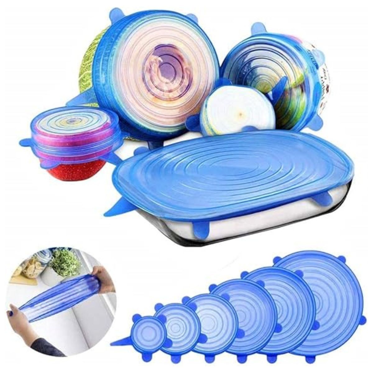 GENERICO - 6 Tapas Elásticas de Silicona Reutilizable