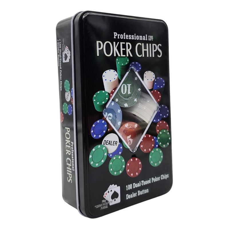 GENERICO - Fichas Para Juego De Poker Chips Caja De Metal Profesional