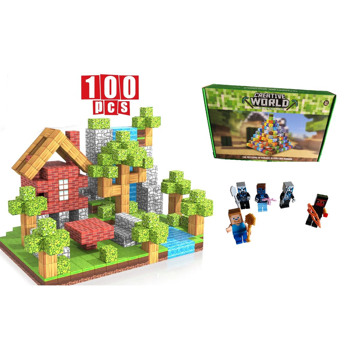 GENERICO - Set Construccion Bloques Magnéticos 100 Bloques + Figuras