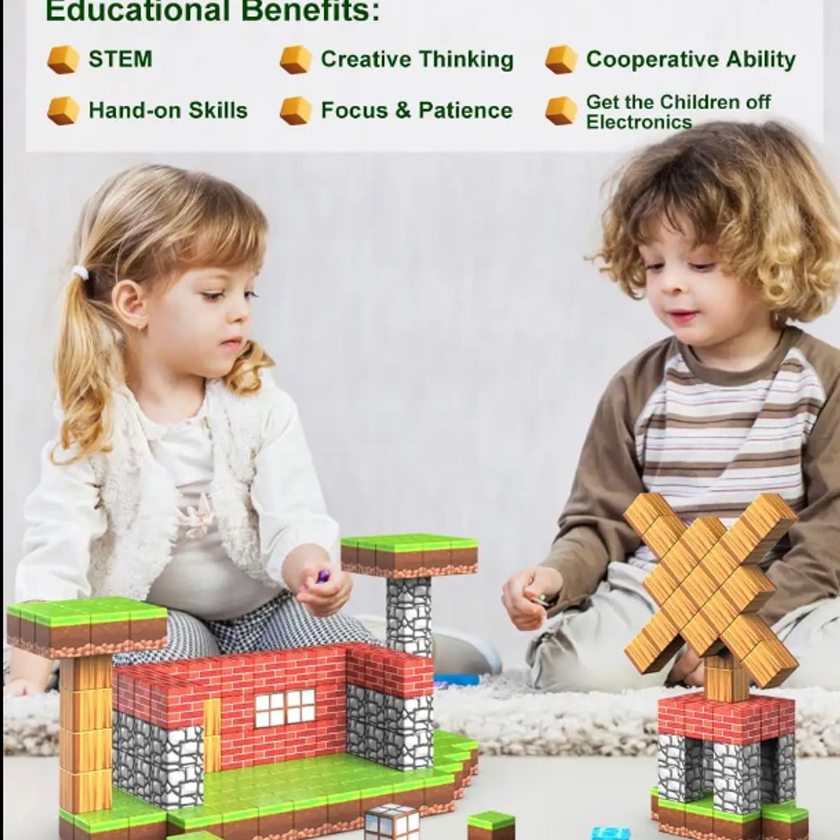 GENERICO - Set Construccion Bloques Magnéticos 100 Bloques + Figuras