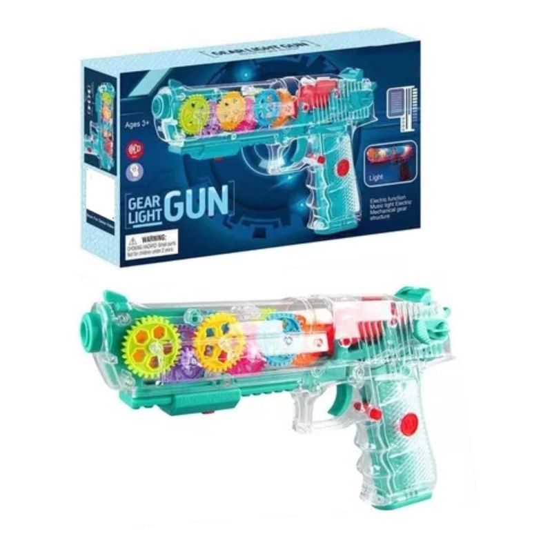 GENERICO - Pistola De Juguete Con Engranaje Luz Y Sonido Transparente